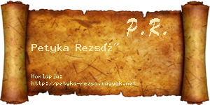 Petyka Rezső névjegykártya